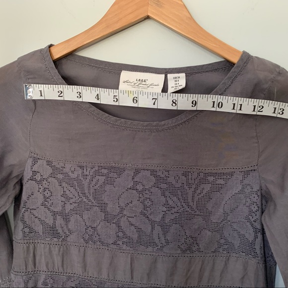 L.O.G.G. by H&M Mushroom Gray Cotton and Lace Top - Picture 8 of 11